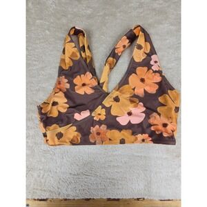 Nani Swimwear Floral Print Bra Top Bikini Swim Top XL Orange Brown